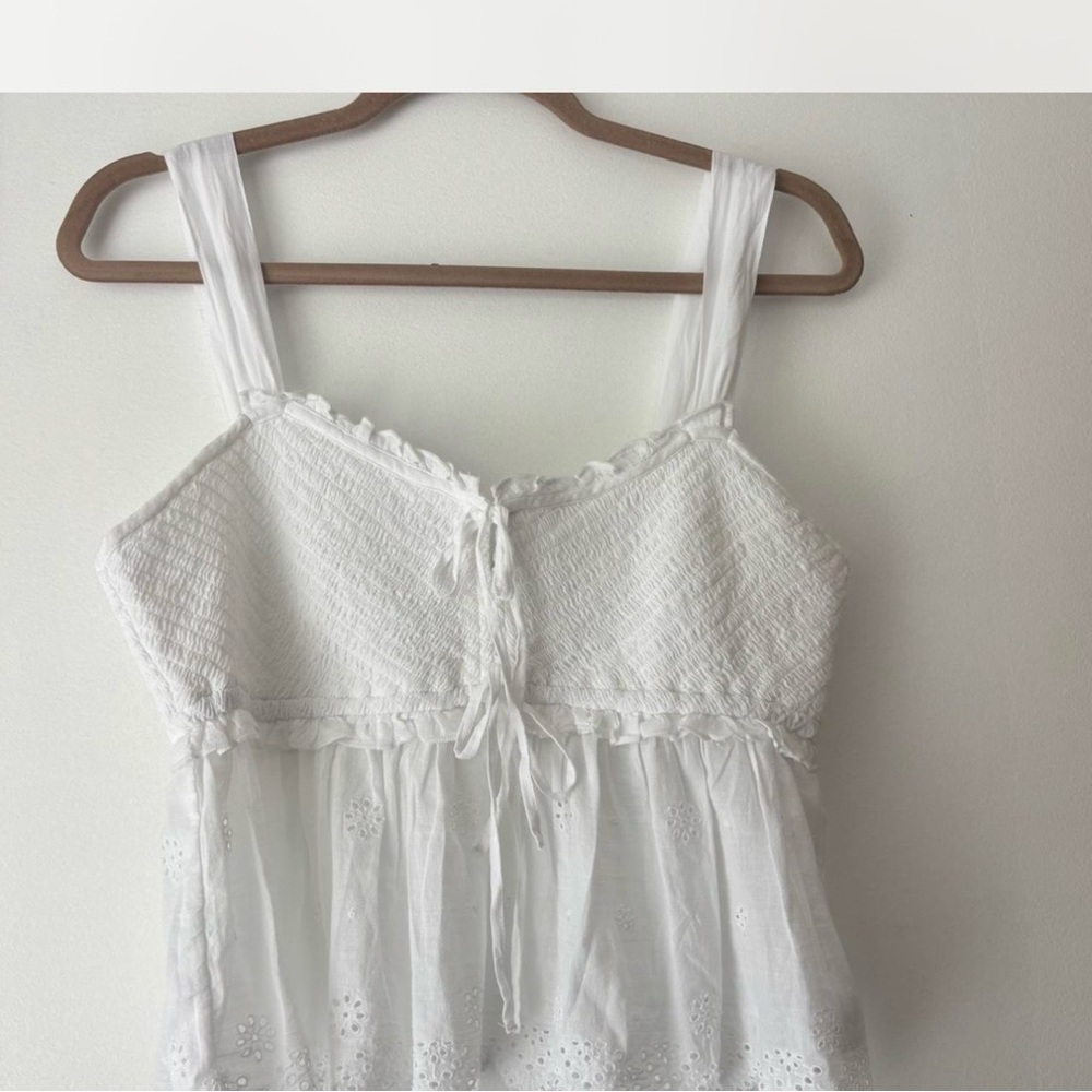 American Eagle Women’s White Eyelet Cotton Sleeveless Top
